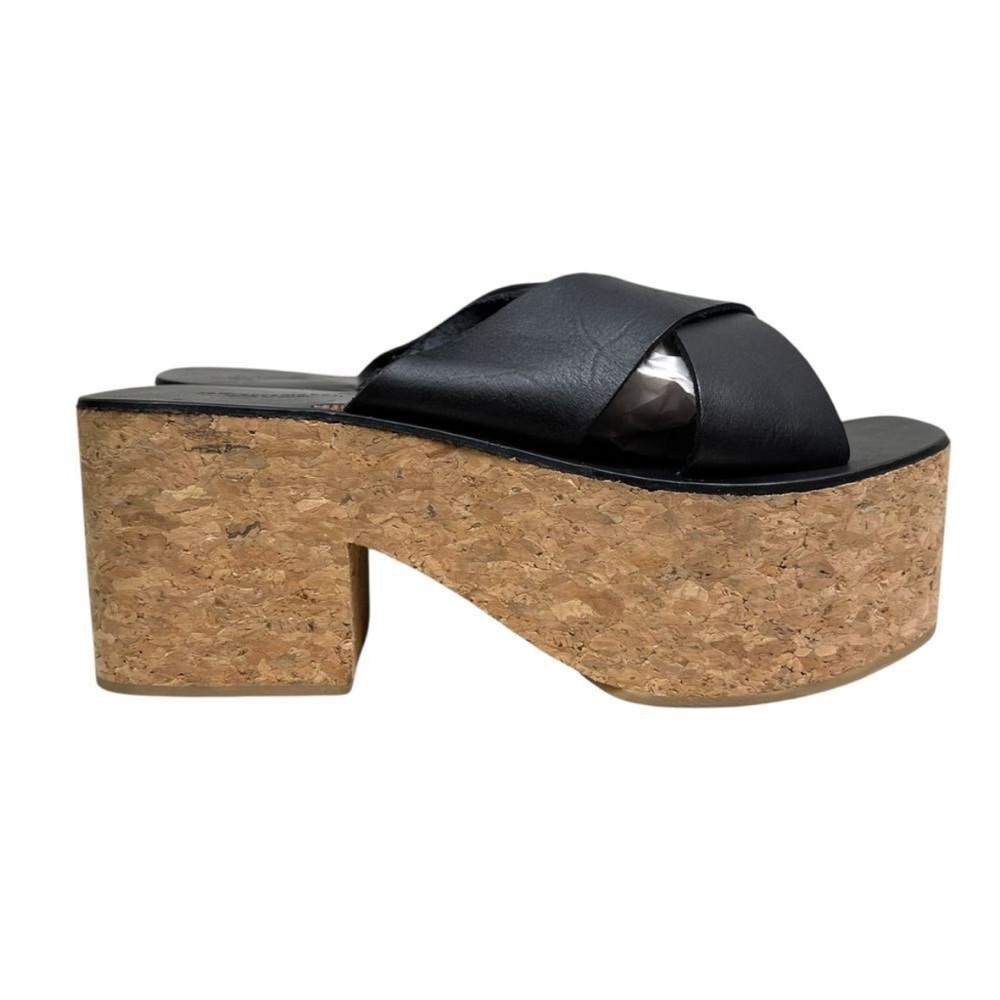 Jeffrey Campbell Itzel Black Platform Sandals cork bottoms. 39